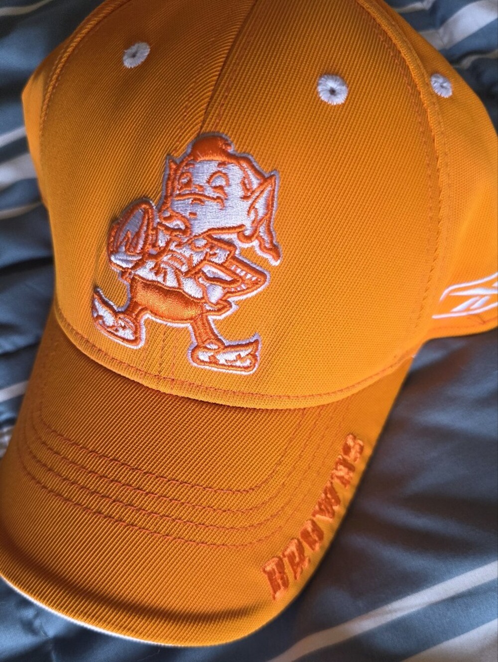 Reebok Cleveland Browns NFL Orange White Adjustable Hat Cap Dawg Logo OSFA